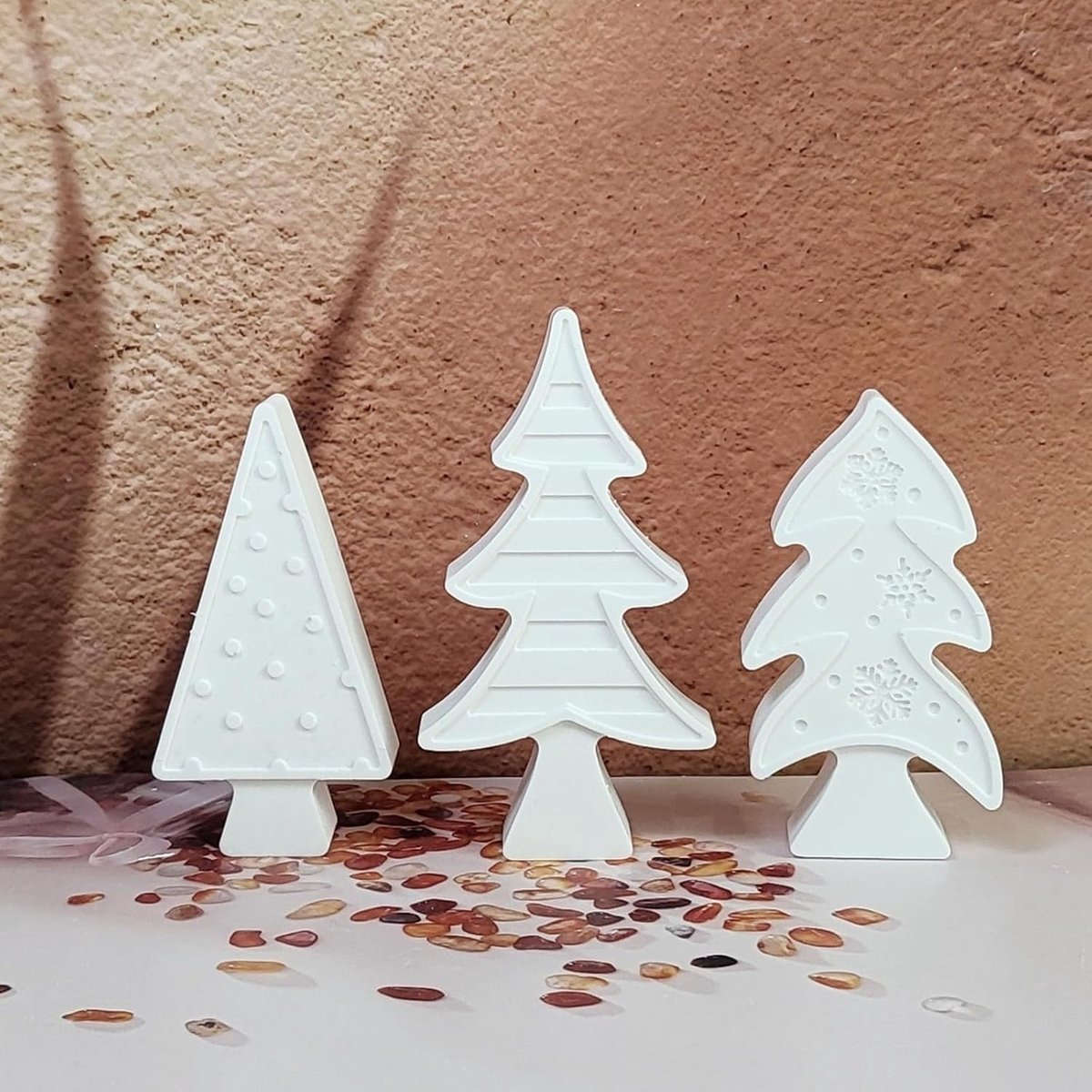Gietvormen voor Kerstmis, 3 siliconen vormen, kerstboom, siliconen vorm, Kerstmis, dennenboom, gipsvorm om te gieten, gietvorm, dennenboom, gietvormen, siliconen, Kerstmis voor doe-het-zelf