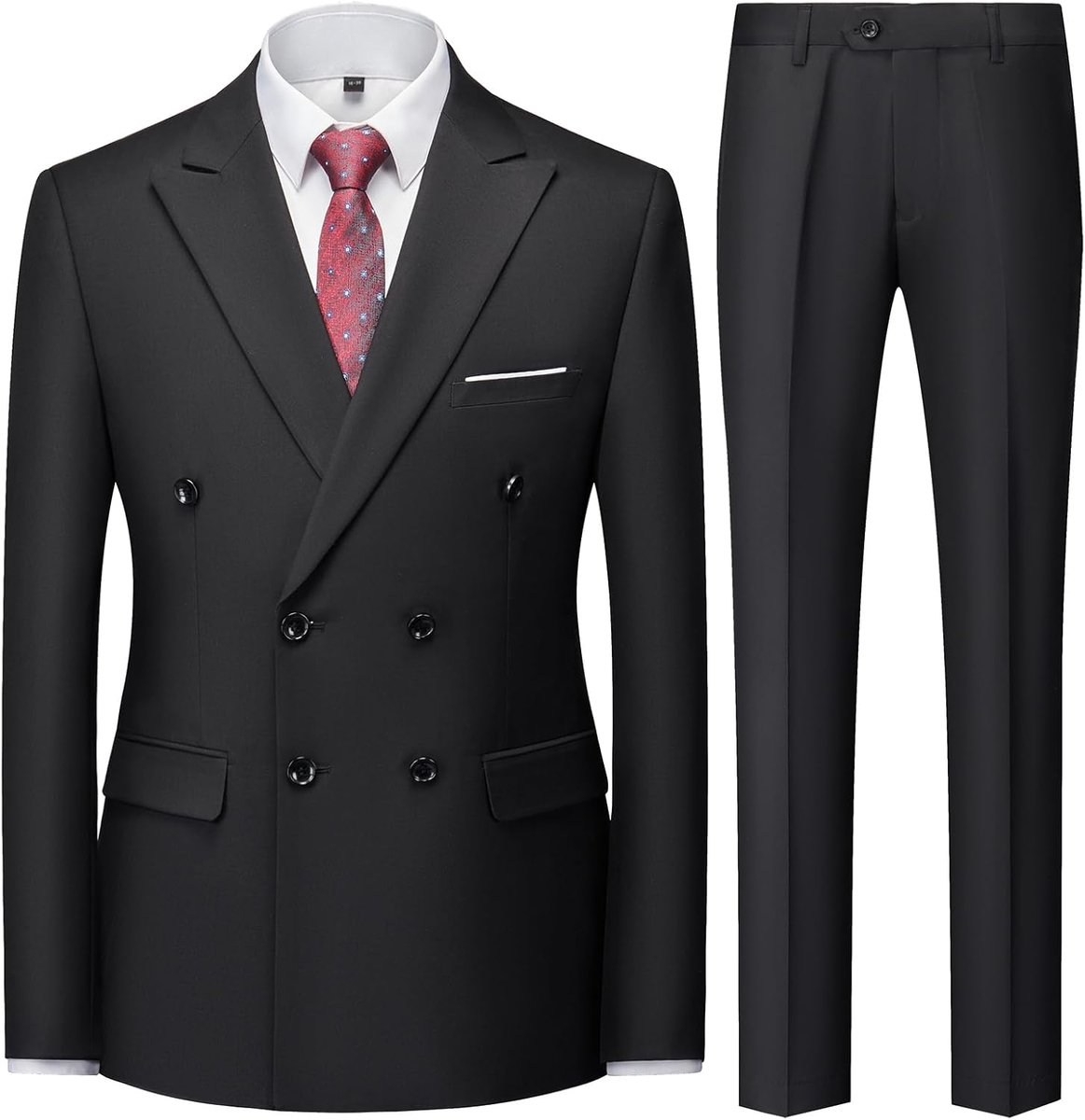2-delig, bruiloft, slim fit, zakelijk, dubbele knoopsluiting, twee knopen, effen, smoking, kostuum, 2 stuks, zakelijk