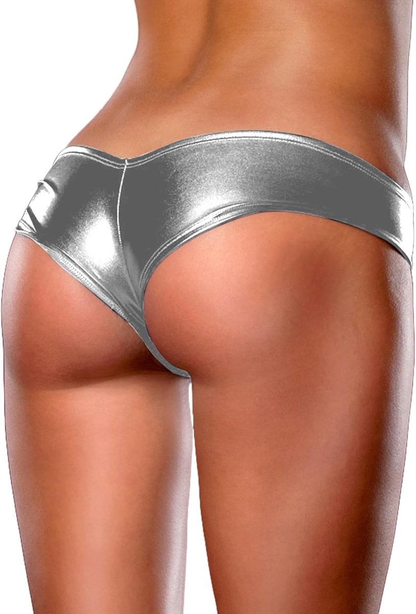 Wetlook Strings Sexy PU-leer String Micro Mini Bikini Slipjes Eendelig Ondergoed Grote Maten Erotische Wetlook Hipster Slips Onderbroeken V-vormige String