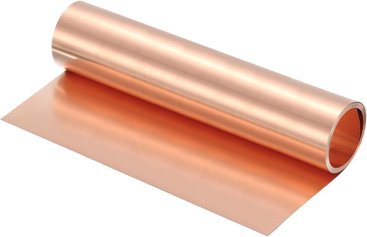 Koperfolie rol, 2500 mm x 300 mm x 0,08 mm, 12 inch x 8,2 ft 38 gauge 99,9% pure koperfolie, metalen band, metalen plaat, voor doe-het-zelfprojecten (verschillende maten)
