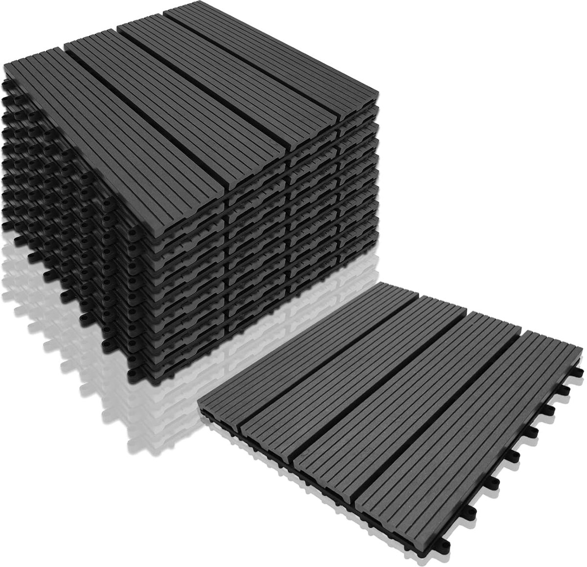 Houten tegels, 30 x 30 cm, 5 m². Ideaal voor buiten, kliktegels voor balkon, tuin en terras, eenvoudig, snel en praktisch te leggen