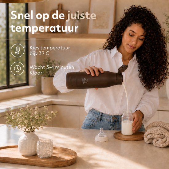 Deryan Draagbare Elektrische Flessenwarmer - Draadloos - Bruin van Deryan — afbeelding 4