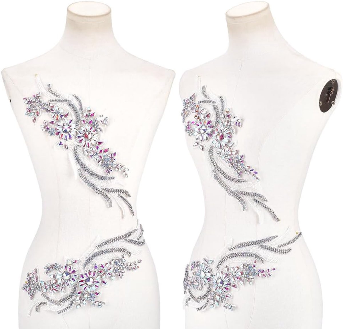 1 Paar Strass Applique Witte Kralen Strass Kant Applique Bloem Patch Naaien Op Applicaties Bruidsjurk Versieringen Voor Vrouw Party Boeket Avondjurk Decor