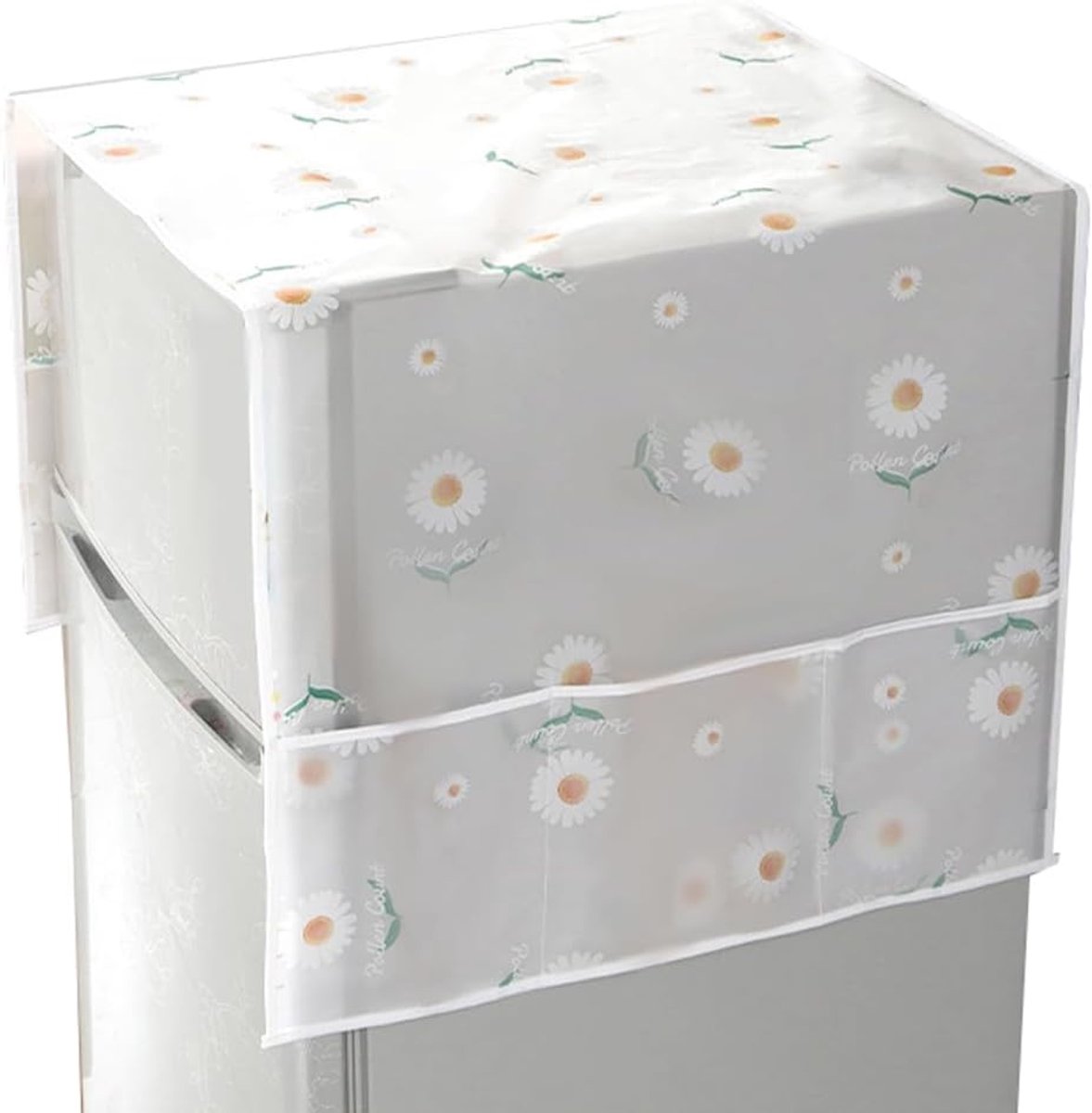 2 Stks Koelkast Stofkap Koelkast Top Protector met Zakken Plastic PVEA Stofdicht Wit Wassen Multifunctionele Bloem Waterdichte Doek Cover voor Keuken Koelkast Machine Protector
