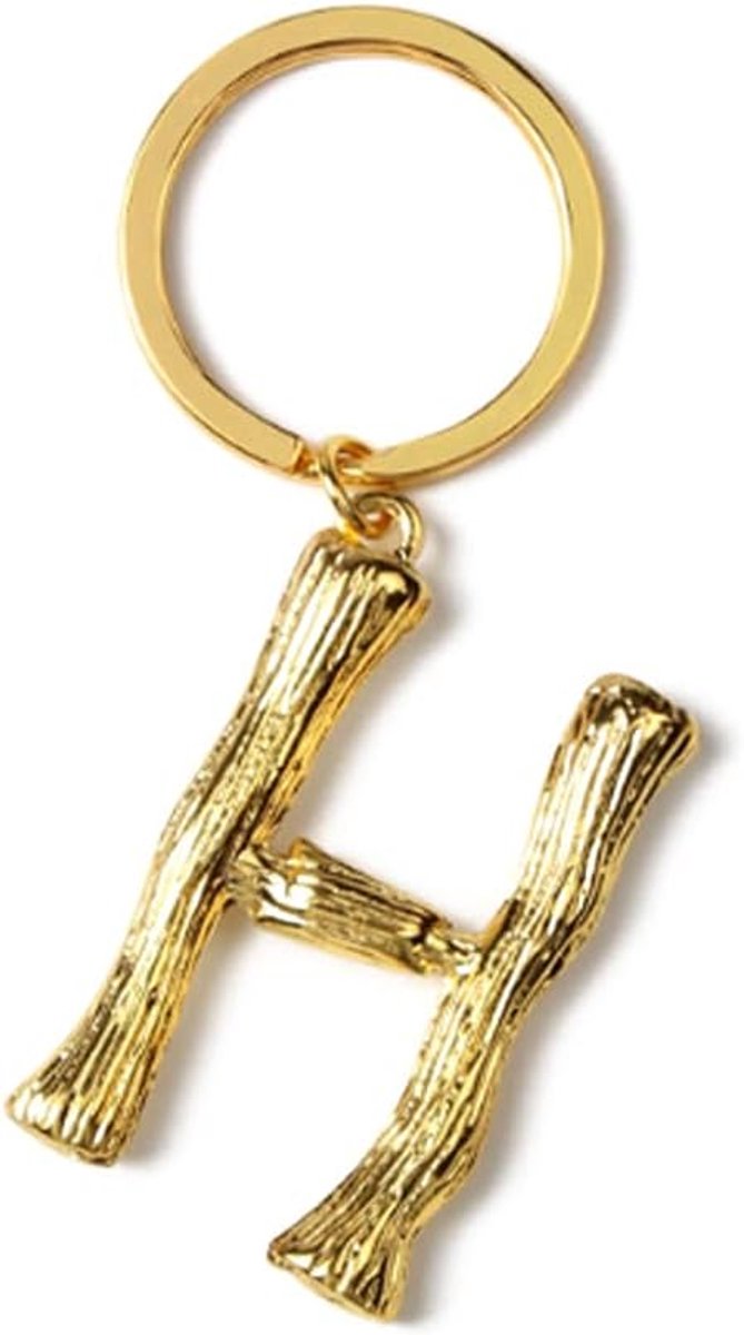 Sleutelhanger met letter H roestvrij staal auto sleutelhanger metaal sleutelhanger Valentijnsdag verjaardag kerstgeschenk voor vrouwen en mannen goud