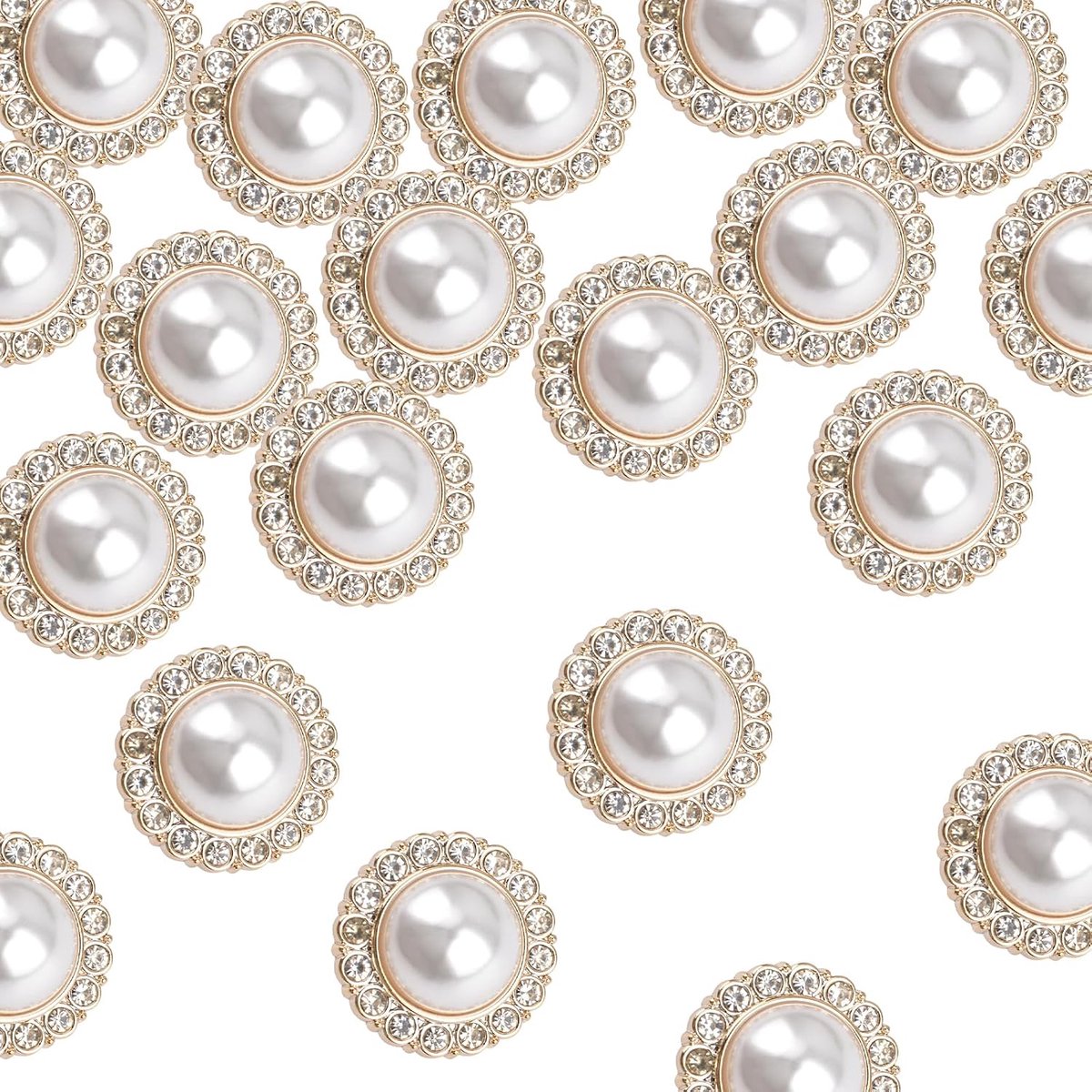 Knopen Met Strass - Gouden Retro Vintage Parel Acryl Ronde Kristallen Knopen - Naaien Op Versieringen Voor Doe-Het-Zelf Ambachten, 23 mm