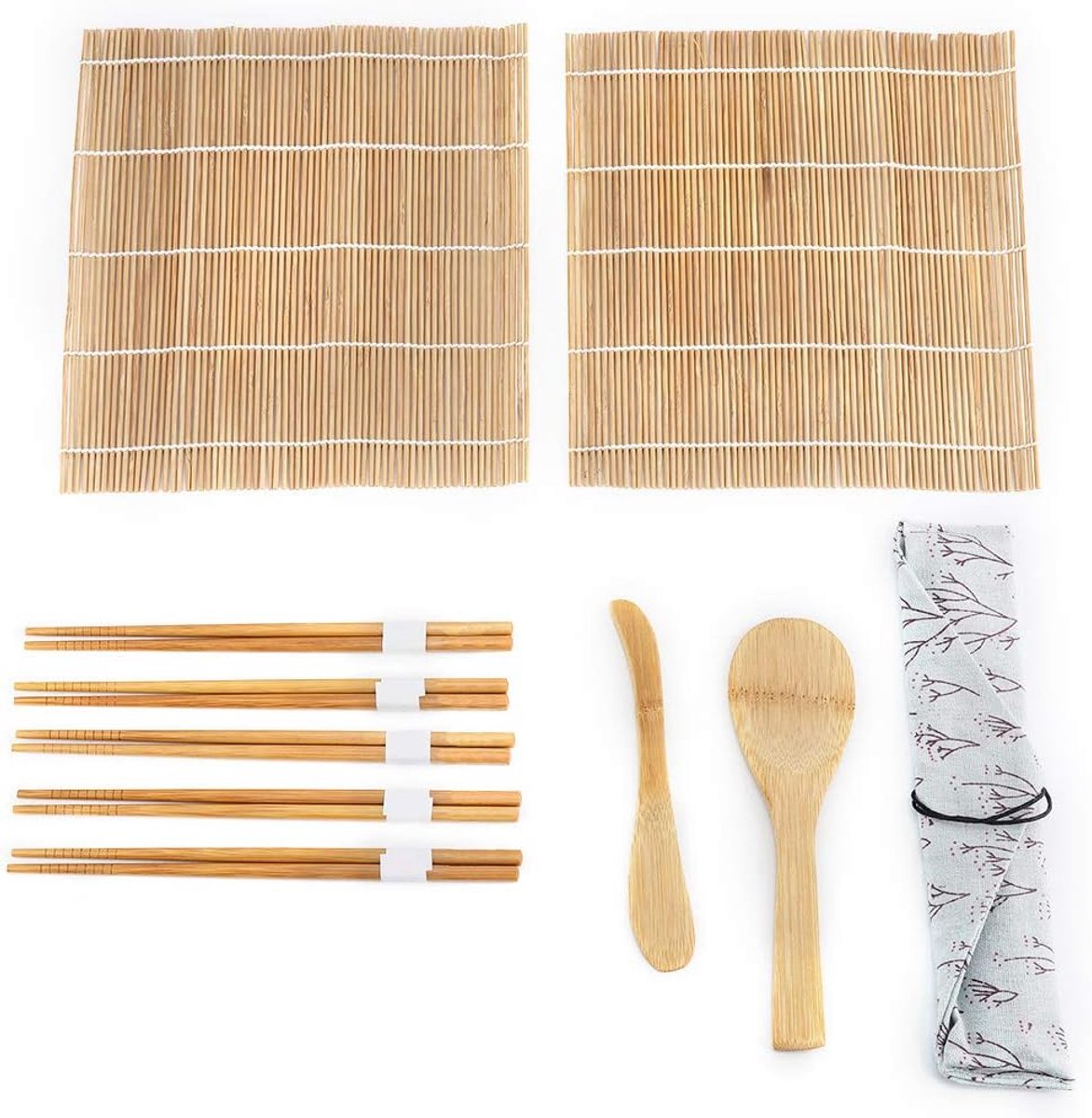 Sushi Making Kit Sushi Maker Roller Kit Bevat 2 Rollende Matten 5 Eetstokjes 1 Paddle 1 Sushi Blade Thuisgebruik