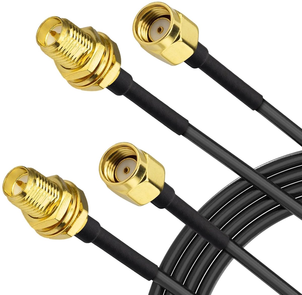 RP-SMA WLAN-antenne verlengkabel 2 m (2 stuks) : RPSMA stekker naar bus RG174 kabel voor draadloze Mini PCI Express PCIE netwerkkaart USB WiFi Adapter WiFi Router IP Camera