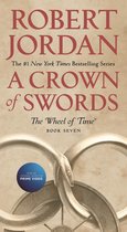 Boekomslag van 'A Crown of Swords' van Robert Jordan, met een gestileerde slang die rond een wiel is gewikkeld.