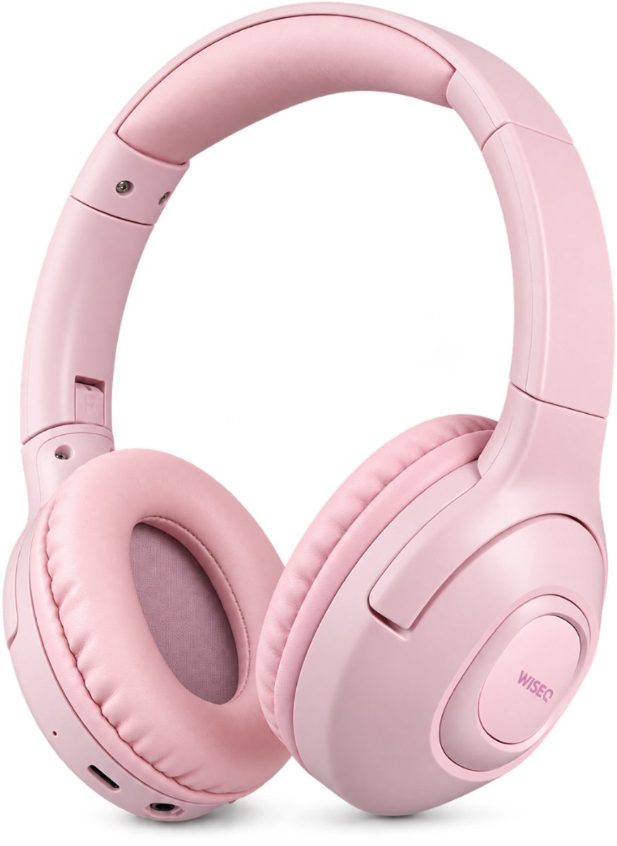 WiseQ Unbreakable - Draadloze Hoofdtelefoon Kinderen - Geluidsdempend - Kinderkoptelefoon - 45 uur batterij - Bluetooth 5.0 - Roze