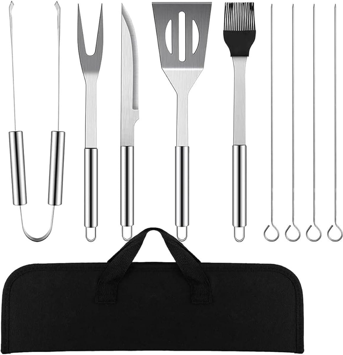 Okado BBQ Gereedschapset 10-delig – RVS Barbecue Tools met Opbergtas