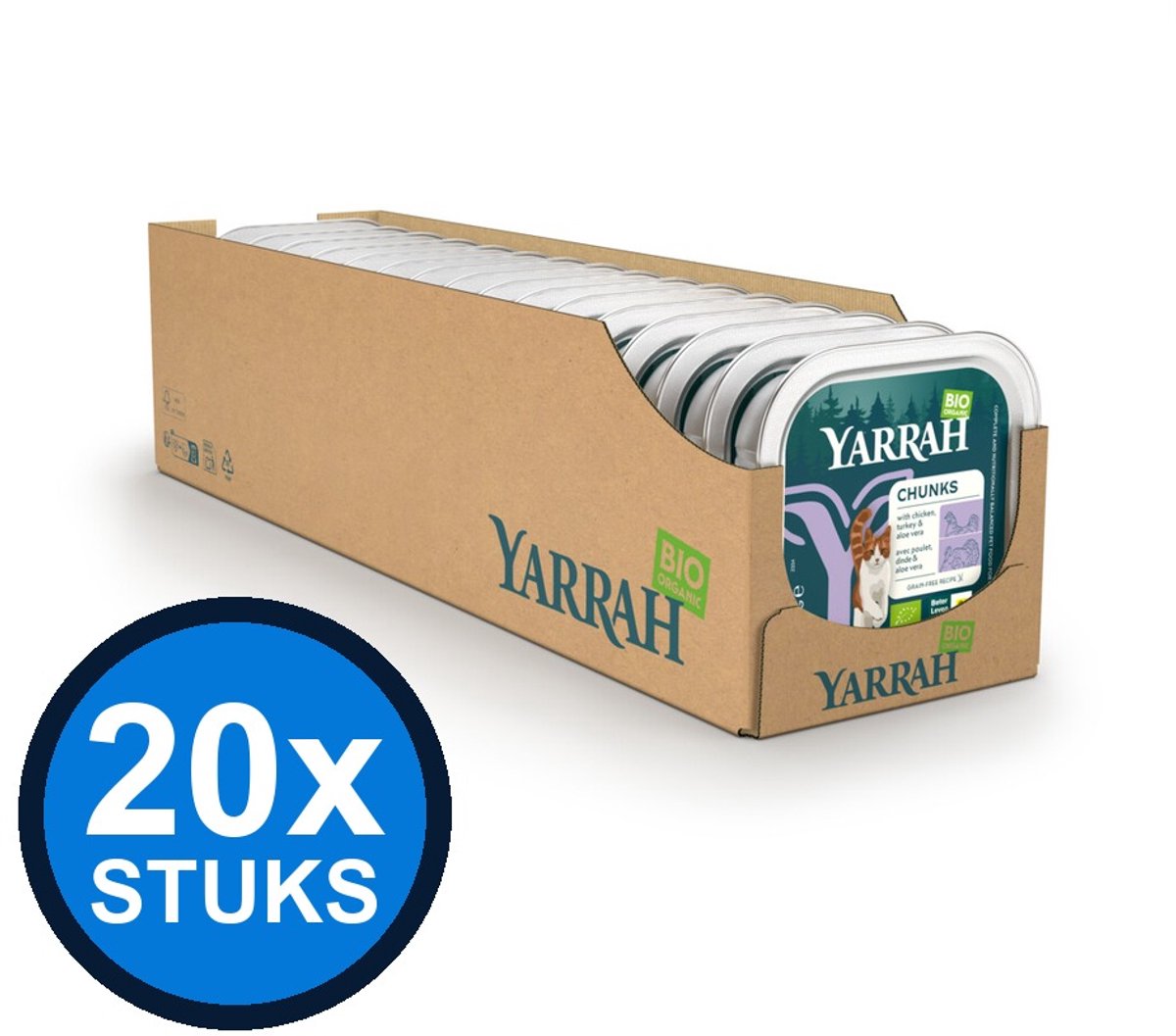 Yarrah Yarrah cat bio alu grainfree brokjes kip&kalkoen 100gr