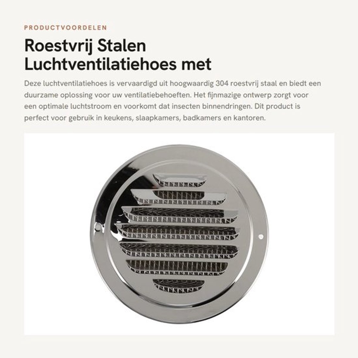 Luchtventilatiehoes 304 Roestvrij Staal - Ronde Ventilatie Cover - Vliegscherm - Weerbestendig - 150 mm - Goed Afgesloten Design - Ventilatiegrill