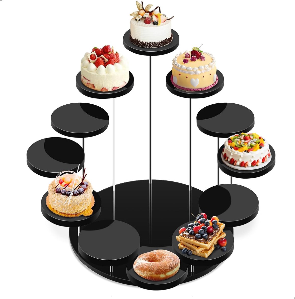 Donutstandaard, donutstandaard, donutstandaard, donutstandaard, donutwand, donutbord, decoratie, perfect voor donuts, pretzels, macarons, taarten en buffetten