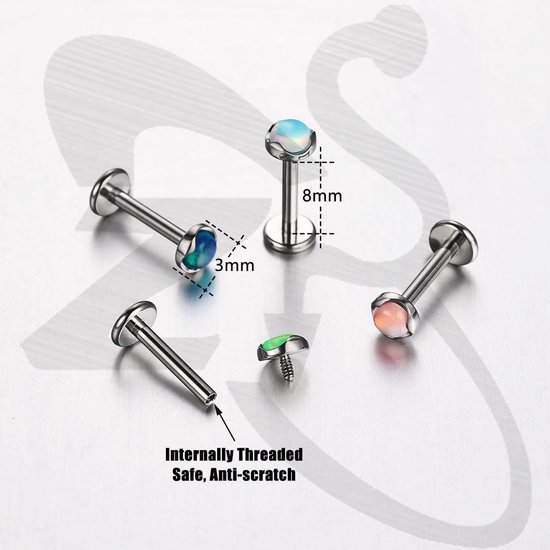 16G G23 Titanium Helix Piercing Sieraden Intern Schroefdraad Labret Conch Piercing Hypoallergeen Tragus Kraakbeen Oorbellen Opaal Medusa Piercing Sieraden — afbeelding 4