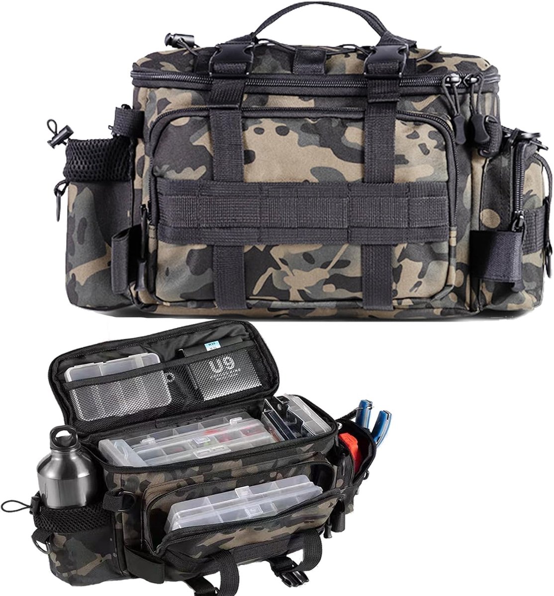 Opbergrugzak voor visuitrusting, Visgereitas, Fishing Bag grote opslag, zijvakken, Tackle Carryall Organiser, holdall visaccessoires tassen voor kamperen, jagen, outdoor