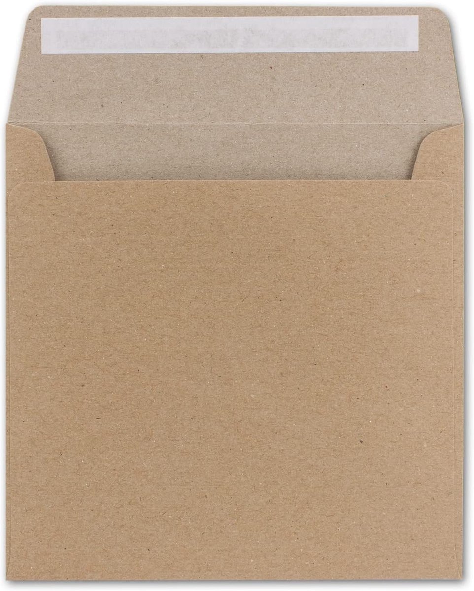 50 Vierkante Brief-Enveloppen Kraftpapier (Muskat Bruin) - 15,5 x 15,5 cm - 100 g/m² zelfklevende stabiele enveloppen zonder venster - van uw Glüxx-Agent