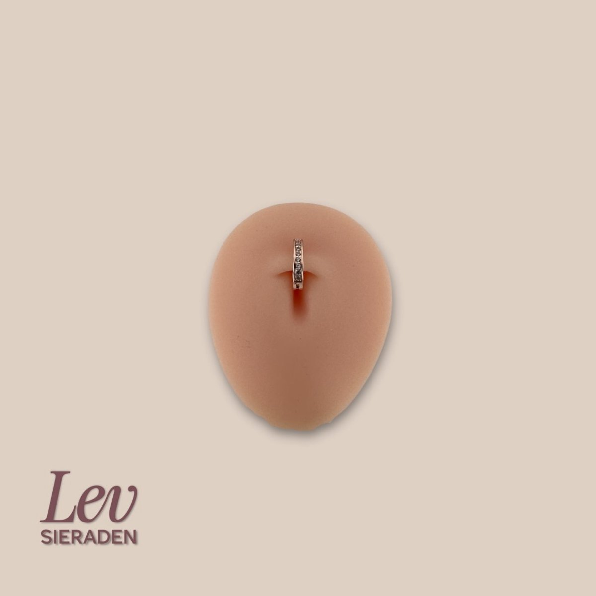 Lev Sieraden - 3x15mm clicker navel piercing met steentjes - Rose kleurig - Titanium