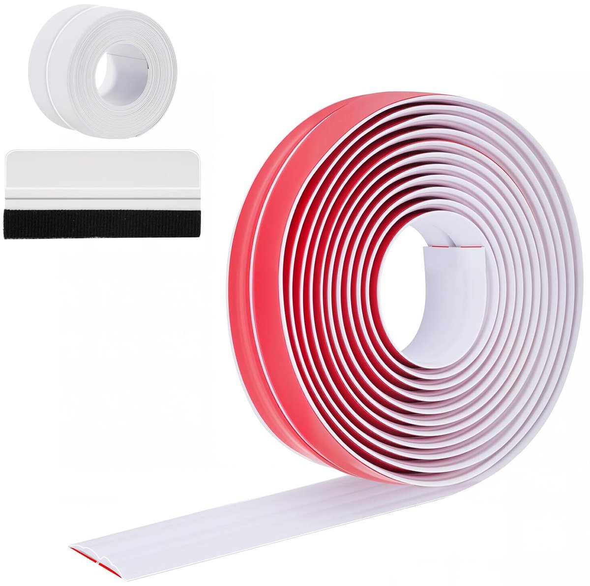 Randbescherming, wit, flexibel, eenvoudig op te snijden, zachte plint voor keuken, deuren, ramen, muren, tegels en hoekbescherming, randbescherming, afdichtingstape, 5 m x 4 cm