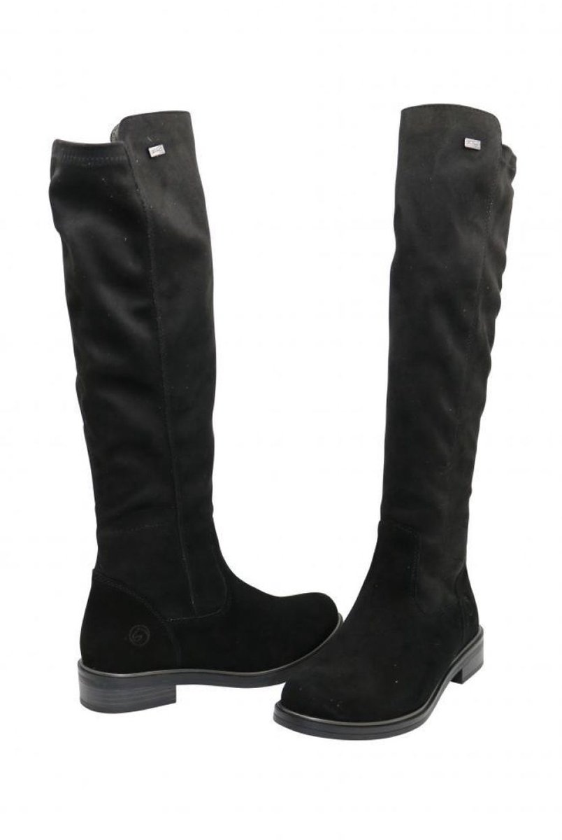 Remonte Lange laarzen plat - Remonte goatsuede schwarz lange stretchl