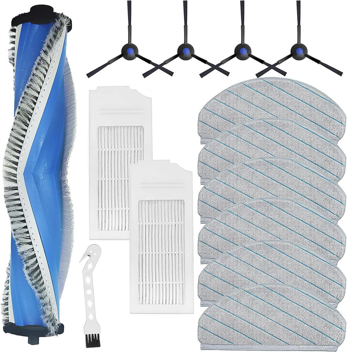 Reserveonderdeel voor Ecovacs Deebot N20 Pro Plus / N20 / N20 Plus robotstofzuigeraccessoires, 1 hoofdborstel + 2 HEPA-filters + 6 reinigingsdoeken + 4 zijborstels + borstel