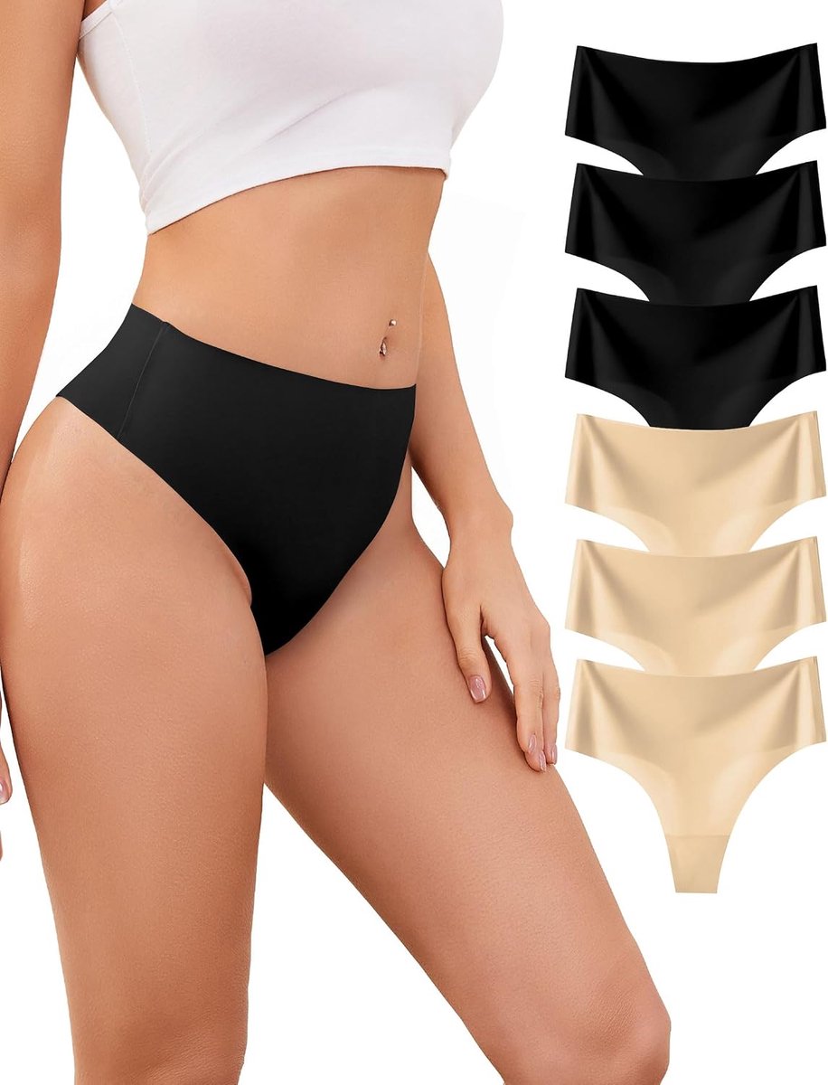 Stringtanga's voor dames, naadloos, hoge taille, naadloos, onzichtbaar, sexy, ademend en zacht, maat S-XXL