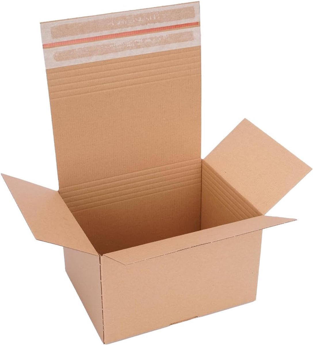 Verpacking Automatische doos 260 x 200 x 115-160 mm VP 40 in hoogte verstelbaar Bruin [Maat en aantal vrij te kiezen] Verzenddozen met zelfklevende klep 120 stuks