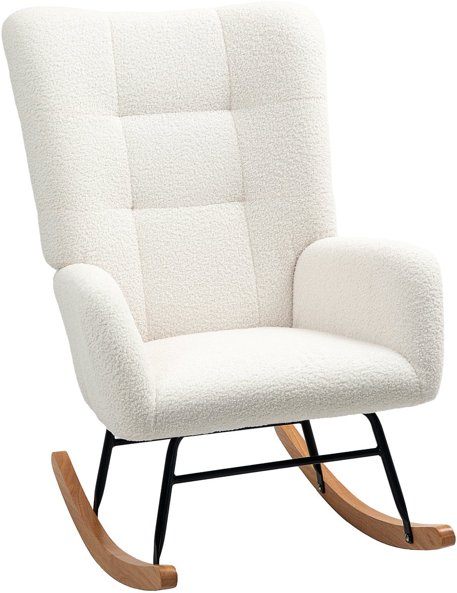 Schommelstoelen - schommelstoel voor borstvoeding - stoffen ontspanningsstoel - massief - crème