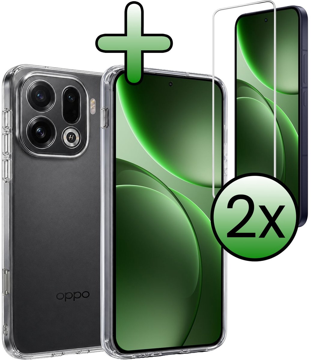 Hoesje Met 2x Screenprotector - Geschikt voor OPPO Find X9 Pro - Sterk & Shockproof - Back Cover - Siliconen Case - Telefoon Hoes - Transparant