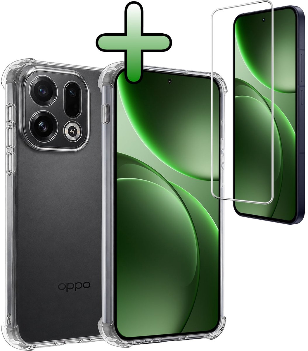Hoesje Met Screenprotector - Geschikt voor OPPO Find X9 - Sterk & Shockproof - Siliconen Case - Back Cover - Telefoon Hoes - Shock Proof - Transparant