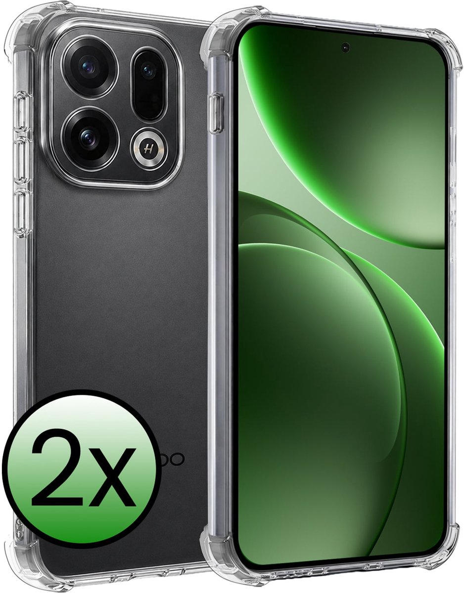 Hoesje 2 Stuks - Geschikt voor OPPO Find X9 - Sterk & Shockproof - Siliconen Case - Back Cover - Telefoon Hoes Shock Proof - Transparant