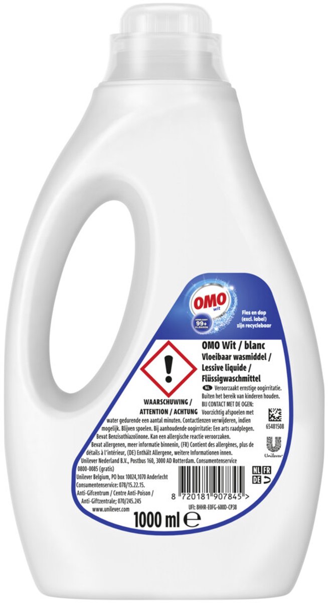 OMO Vloeibaar Wasmiddel Wit 20 Wasbeurten - 1000 ml