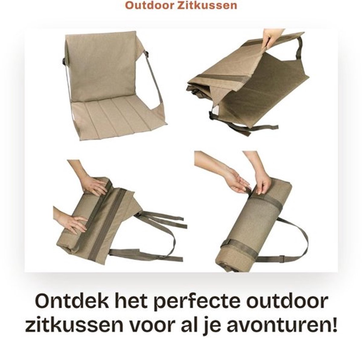 Zitkussen Draagbaar - Opvouwbaar Outdoor Kussen - Rugleuning - Lichtgewicht - 45 x 45 cm - Verstelbare Gespen - Zitmat