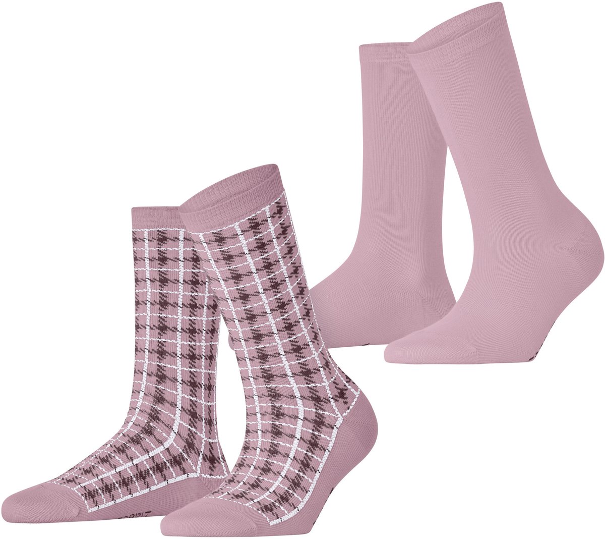 Esprit Retro Plaid 2 Pack gedessineerd katoen multipack sokken dames roze - maat 39-42