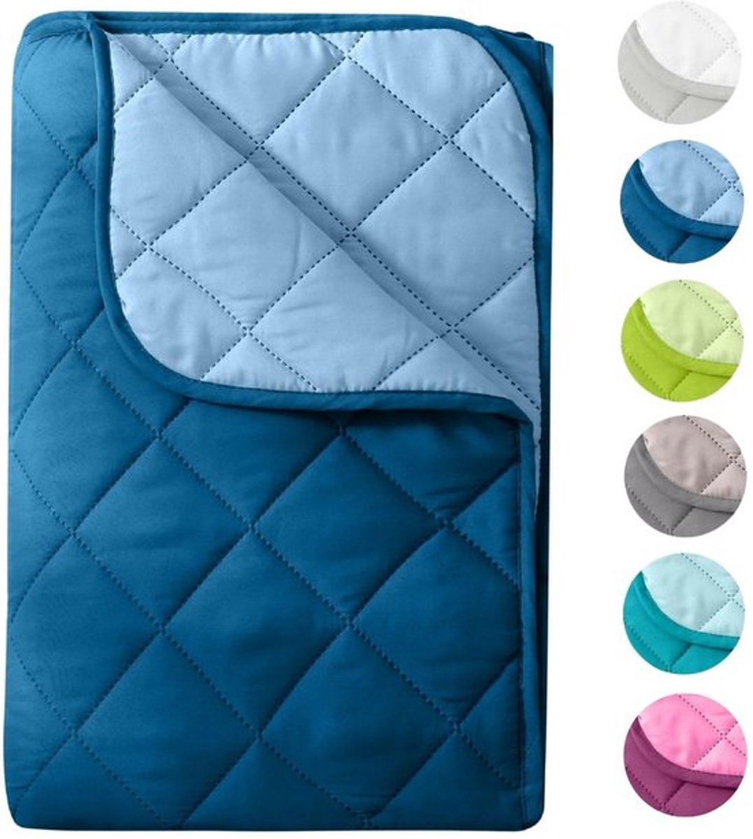 Zomerdekbed Omkeerbaar - Microvezel - 155 x 220 cm - Lichtgewicht - Wasbaar op 95 graden - Perfect voor camping/picknick - Dekbed