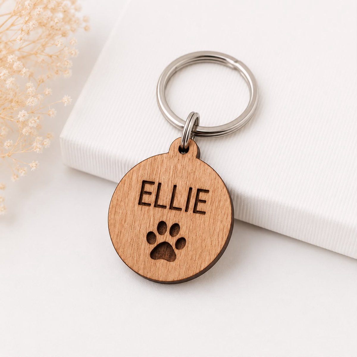 Houten Hondenpenning | Hondenpenning Hout inclusief Graveren | Ronde Houten Hondenpenning | 25 mm | Petshop Seven