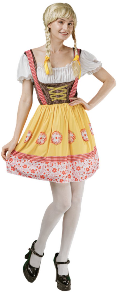 Joya Party® Oktoberfest Jurk Dames Geel | Sexy Bierfeest Verkleedjurk Vrouwen | Dirndl Verkleedkleding Vrouw | Duitse Tiroler Bierfeest Outfit | Carnaval | Oktoberfest | Maat S/M