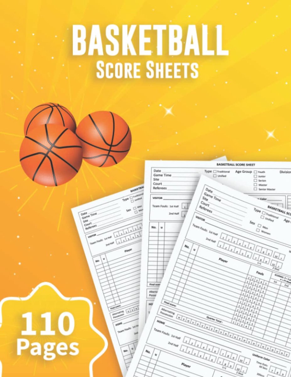 Score Sheets: Basketball Score Book | 110 Score Sheets with Large Size 8.5 x 11 inch