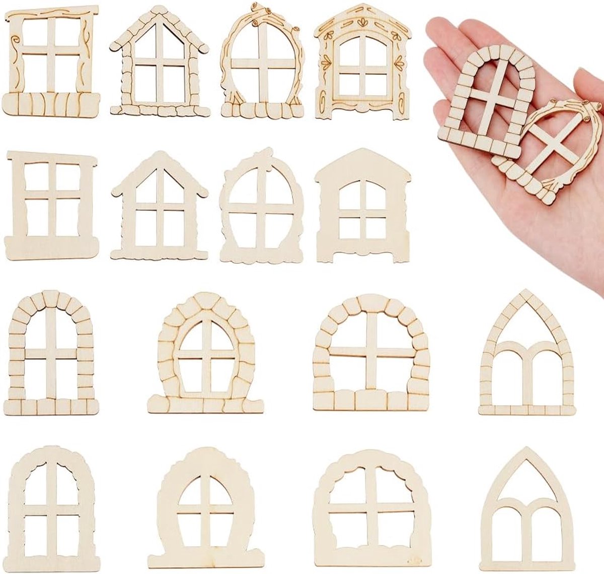 50 stuks miniatuur raam en deur set meubels kleine raammodellen mini poppenhuis deur kit voor miniatuur huis fee tuin poppenhuis meubels decoratie accessoire
