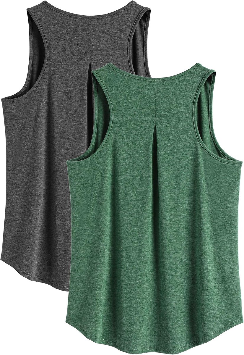 2-pack sporttanktops voor dames, yoga-sporttops, snel drogende, mouwloze racerback-sporttops, zomerse ademende fitness-hardloopshirts, jogging- en sportschooltanktops