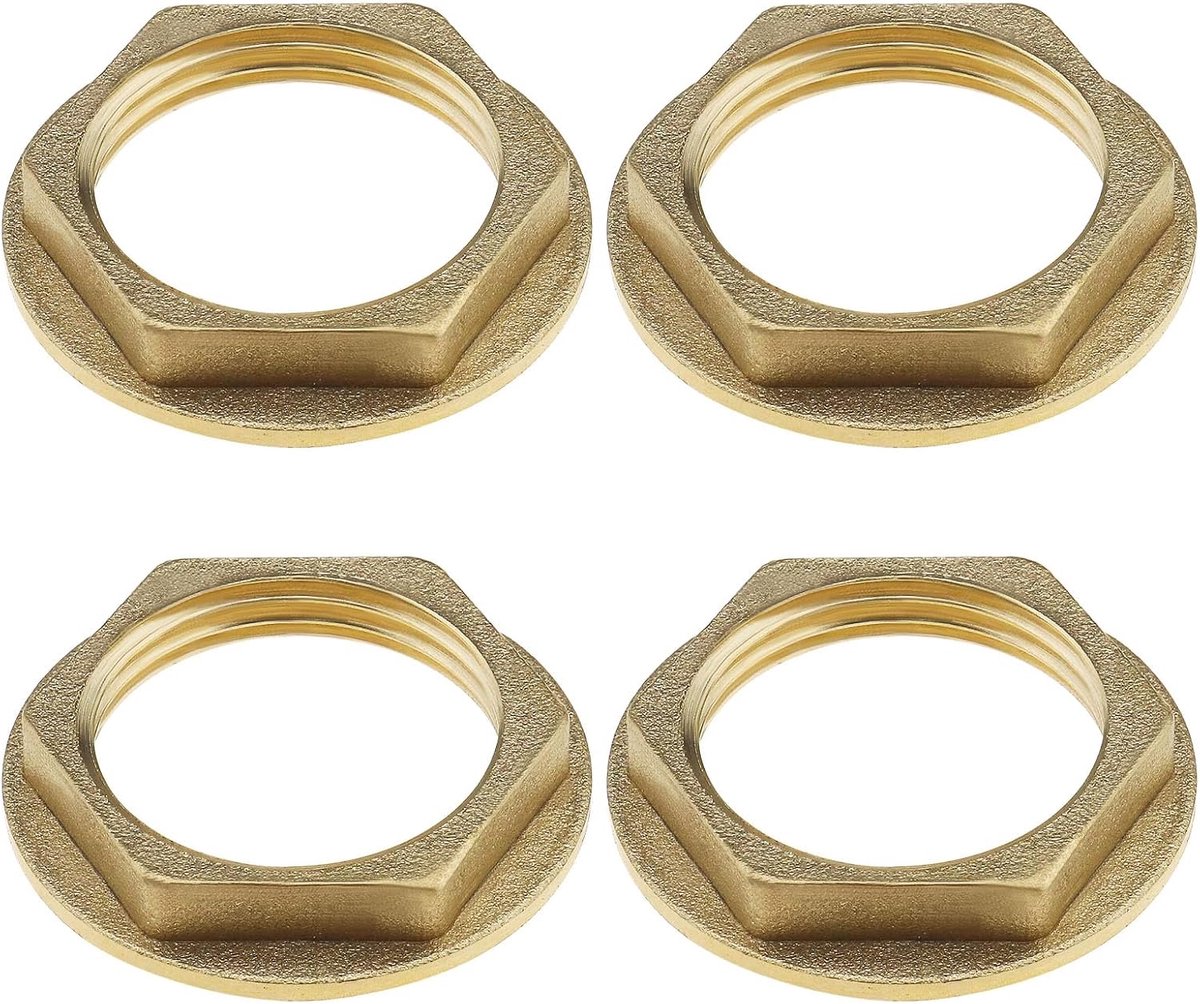 SnelShoppen - 4 Stuks 3/4 Inch BSP Flens Achtermoer Messing Kraan Sanitair Fitting Moer voor Badkamer Wastafels Loodgieterswerk Accessoires Hardware