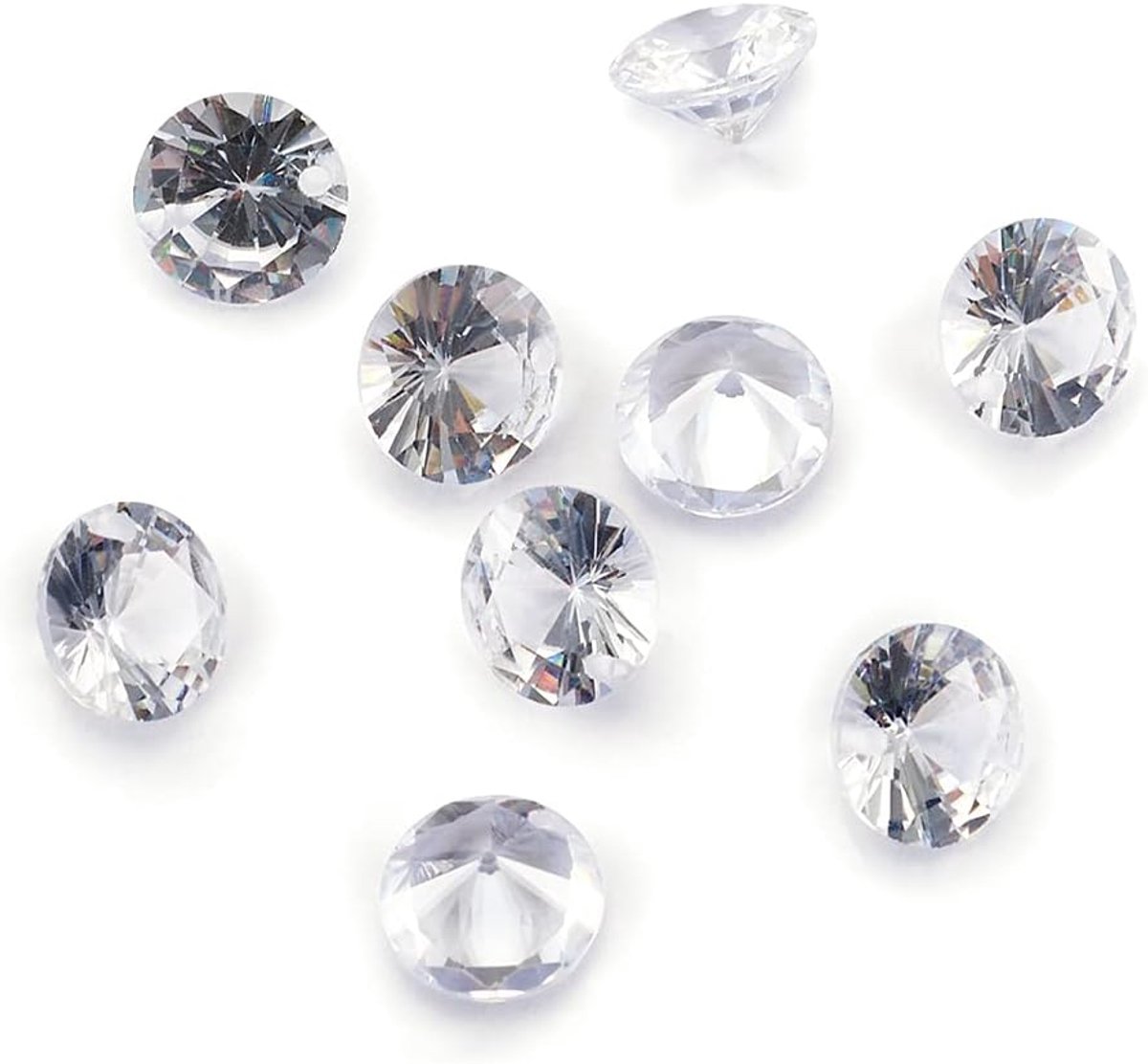 200 stuks 8 mm gefacetteerde heldere zirkoniastenen losse CZ stenen Grade A Rhinestone Cabochons Crystal Diamond kralen met 1 mm gat voor nail art ambachtelijke sieraden maken