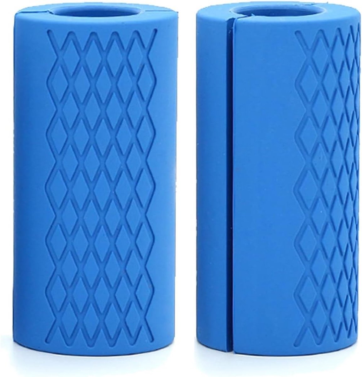 2 stuks haltergrepen van siliconen, lange haltergrepen, lange halterstang, siliconen grips halter voor lange halter en haltertraining spieropbouw, blauw, 1 paar