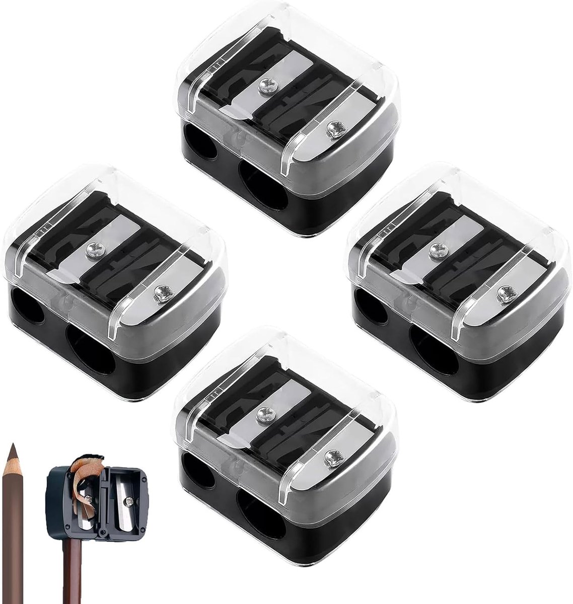 4 stuks puntenslijper dikke en dunne potloden, make-up puntenslijper, puntenslijper voor kajalstiften, lipliner en puntenslijper, dikke stiften voor wenkbrauwstift, lipliner