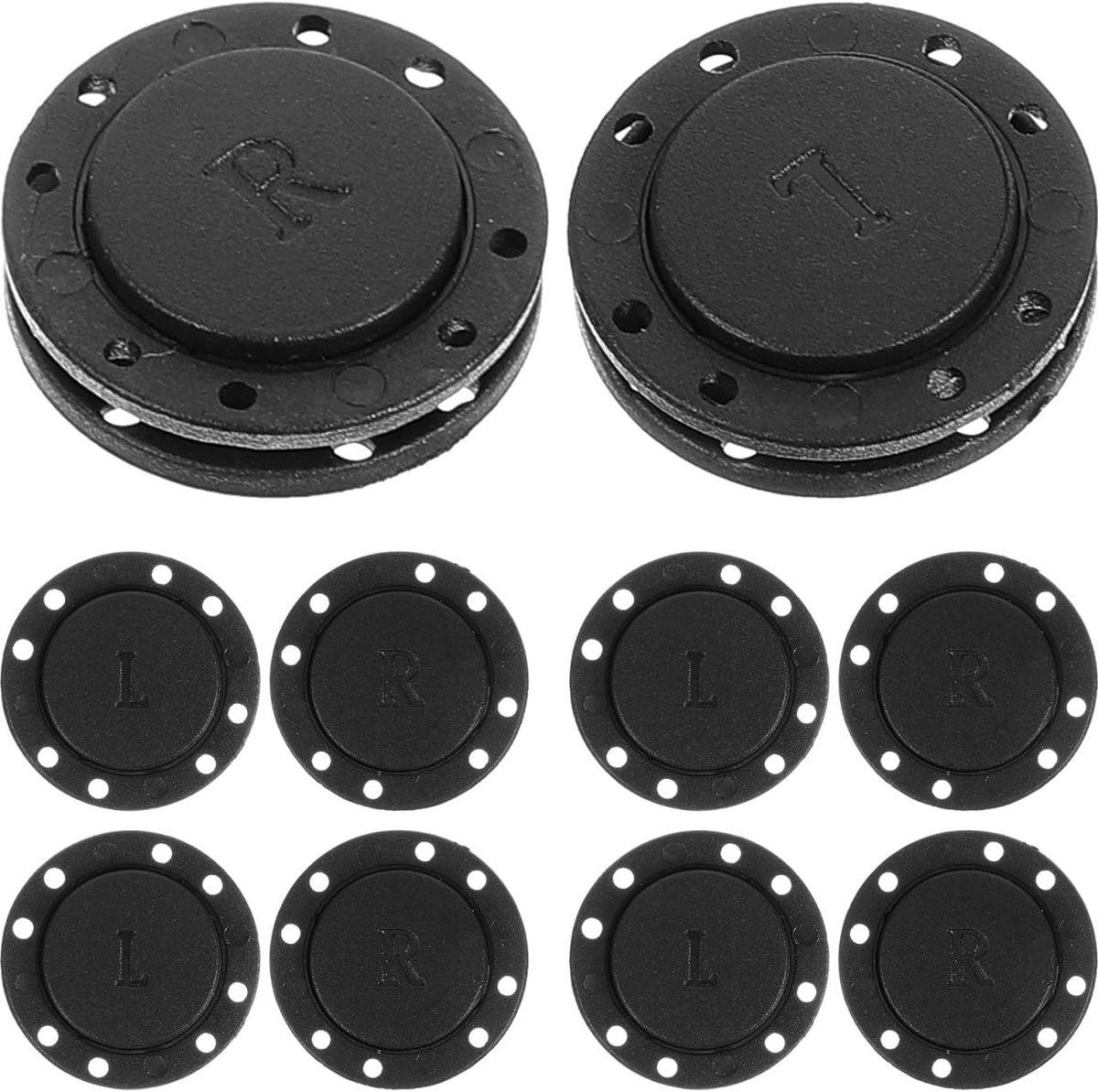 6 paar naaien magnetische knoppen gesp drukknopen 8-gaten bevestigingsmiddelen pers studs voor naaien ambachtelijke tas kleding jassen scrapbooking (zwart)