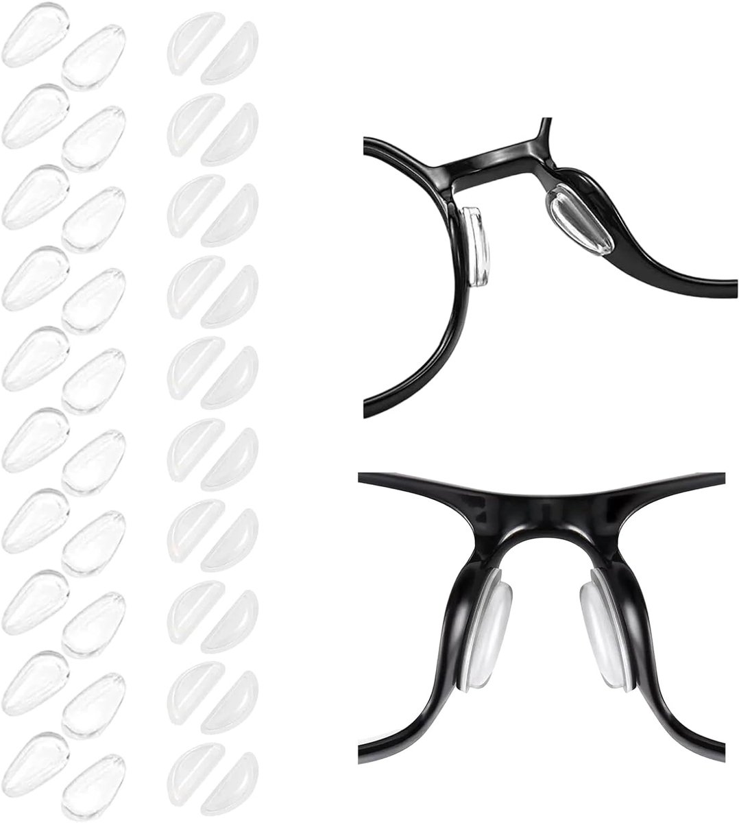 40 stuks zelfklevende neuspads voor brillen, antislip brillenpads, siliconen neuspads voor brillen, geschikt voor brillen met volledige rand en zonnebrillen