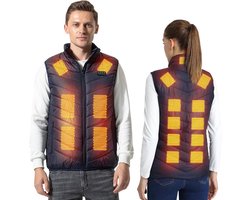 Vest, 3 temperatuurregeling met 9/13/17 verwarmingszones, USB-oplaadbaar verwarmingsvest, verwarmde jas voor outdoor, kamperen en wandelen (voeding niet inbegrepen)