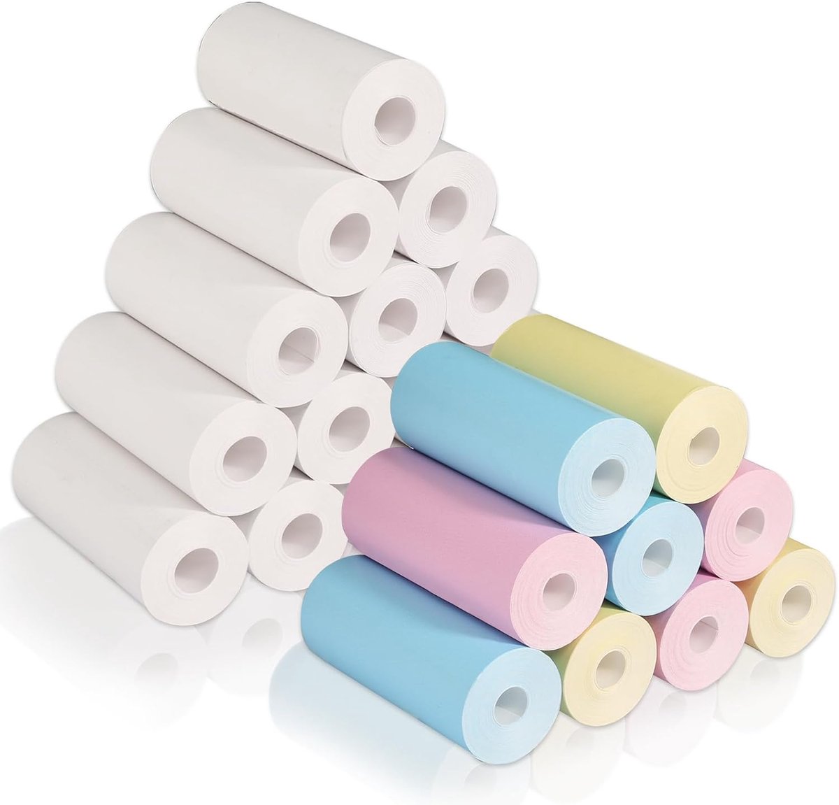 Thermisch papier voor kindercamera, 24 rollen, 15 rollen, wit, 9 rollen, kleurrijk printpapier, thermisch papier, mini-printerpapier, navuldrukpapier voor kinderen, instant camera's (57 x 25 mm)