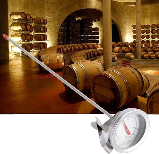 Metalen Lange Sonde Wijzerplaatthermometer met Clip Waterkoker Clip-on Wijzerplaatthermometer voor Koken Kokend Bier Thuis Brouw Thermometer 12 inch — afbeelding 3