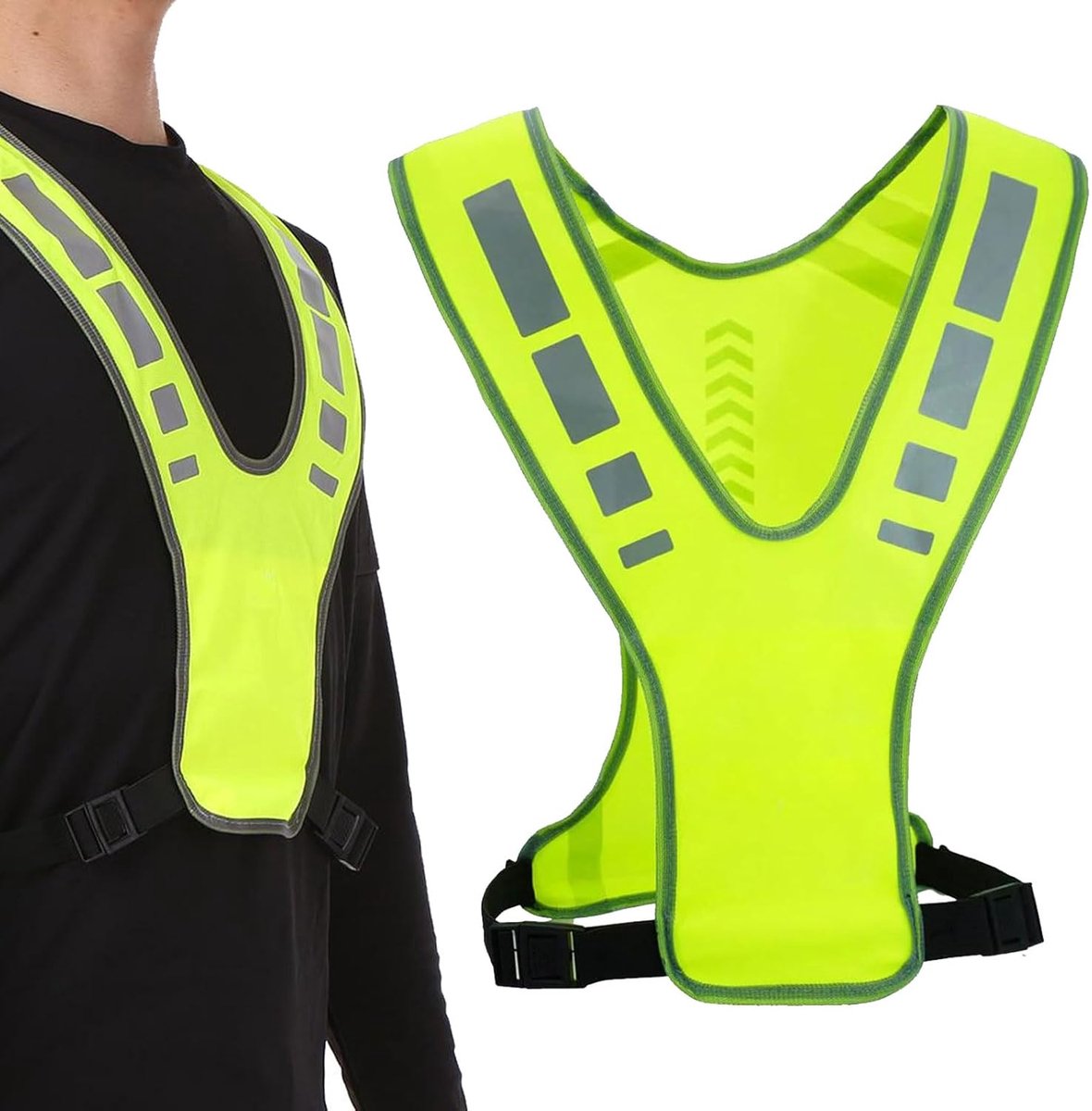 Vcsjw Veiligheidsvest voor op de fiets, flexibel instelbaar, reflecterend vest, reflecterend vest, voor dames en heren, ademend, licht